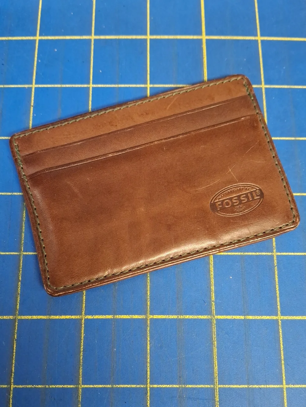 Fossil Cognac Brown Leather Card Sleeve 4x3 Preloved